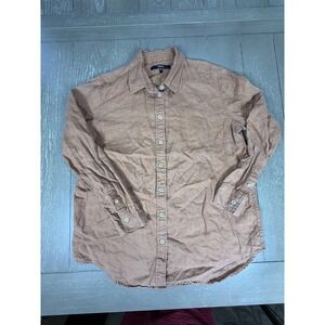 Quince Linen Shirt Mens Medium Brown Button Down Long Sleeve Premium Flax Casual